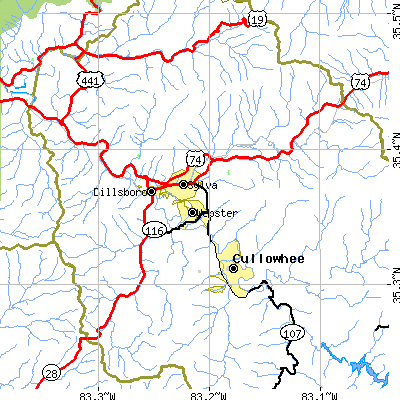 Zip code 28779 close-up map