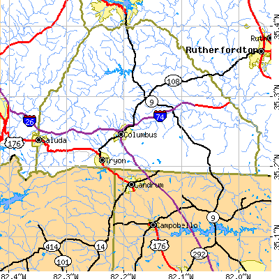 Zip code 28782 close-up map