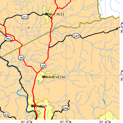Zip code 28787 close-up map