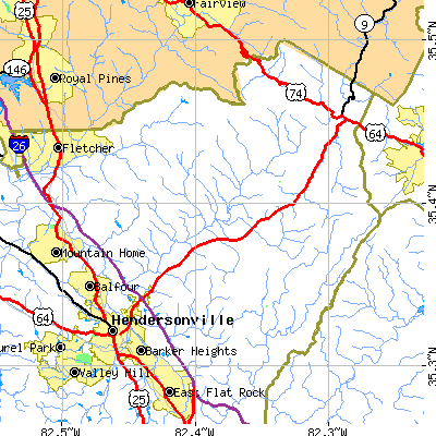 Zip code 28792 close-up map