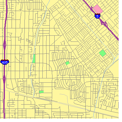 Zip code 91402 close-up map