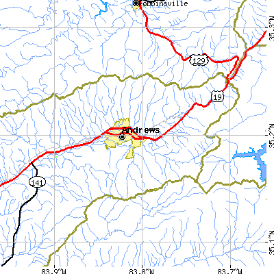 Zip code 28901 close-up map