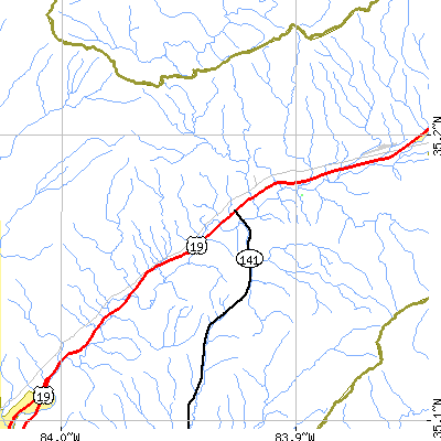 Zip code 28905 close-up map