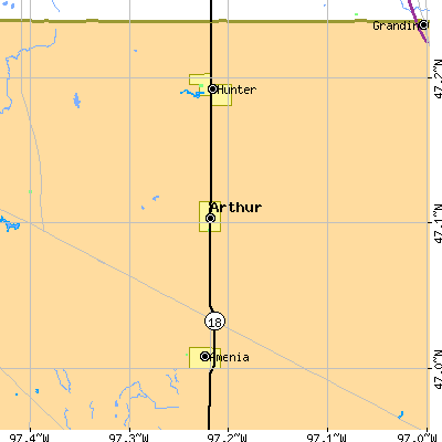 Zip code 58006 close-up map
