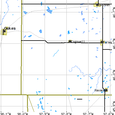 Zip code 58017 close-up map