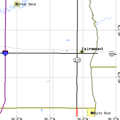 Zip code 58030 close-up map