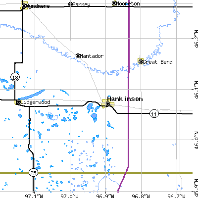 Zip code 58041 close-up map