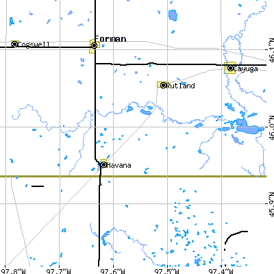 Zip code 58043 close-up map