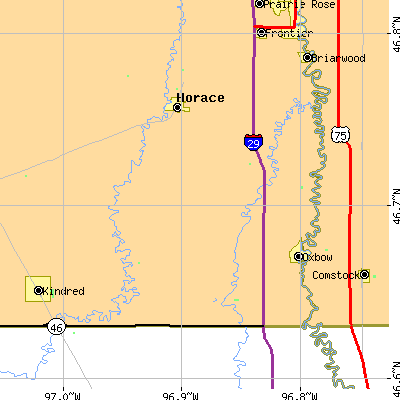 Zip code 58047 close-up map