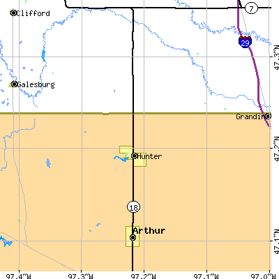 Zip code 58048 close-up map