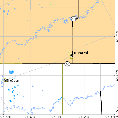 Zip code 58052 close-up map