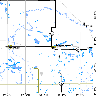 Zip code 58053 close-up map