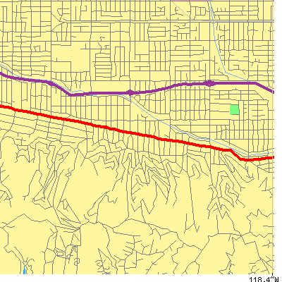 Zip code 91423 close-up map