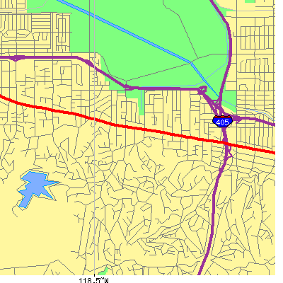 Zip code 91436 close-up map