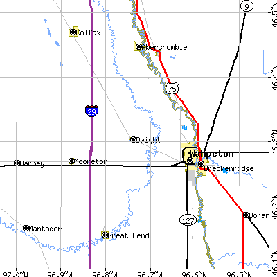 Zip code 58075 close-up map