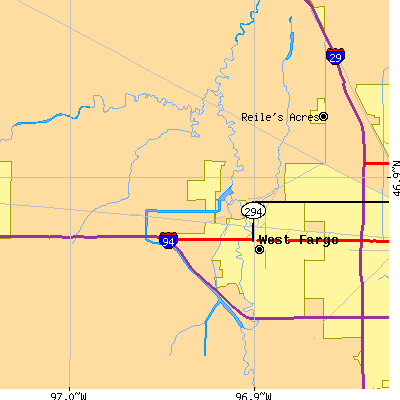 Zip code 58078 close-up map