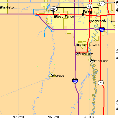 Zip code 58104 close-up map