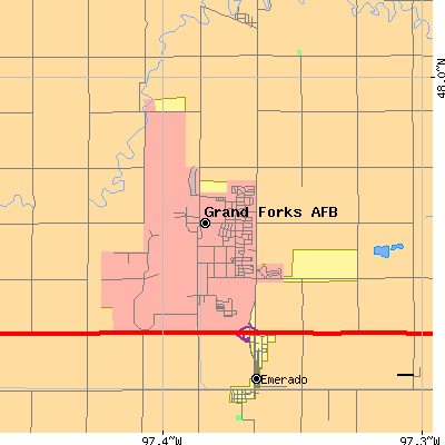 Zip code 58204 close-up map