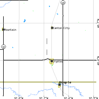 Zip code 58222 close-up map