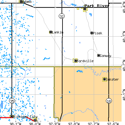 Zip code 58231 close-up map