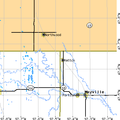 Zip code 58240 close-up map