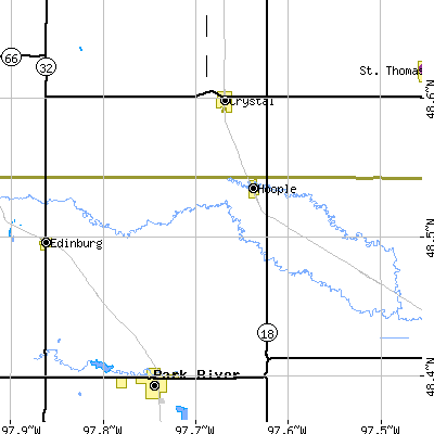 Zip code 58243 close-up map