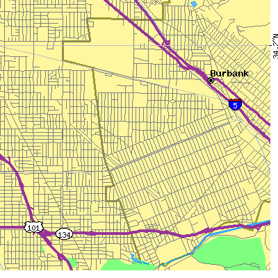 Zip code 91505 close-up map