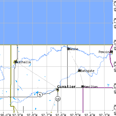 Zip code 58265 close-up map