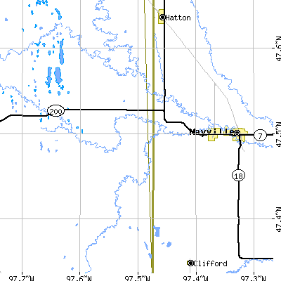 Zip code 58274 close-up map