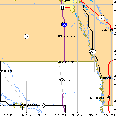 Zip code 58275 close-up map
