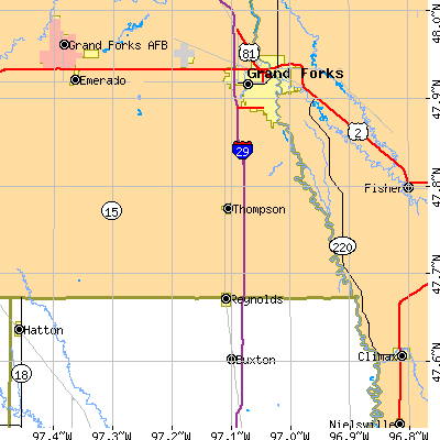 Zip code 58278 close-up map