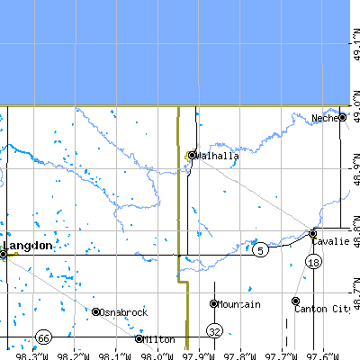 Zip code 58282 close-up map