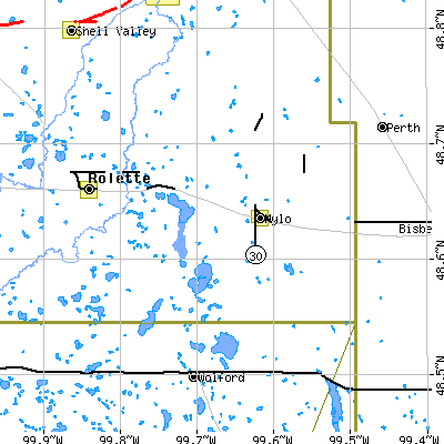 Zip code 58310 close-up map