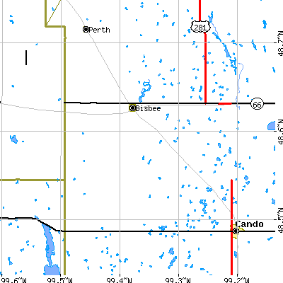 Zip code 58317 close-up map