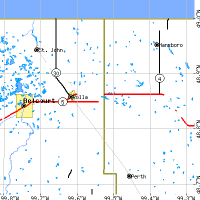 Zip code 58367 close-up map