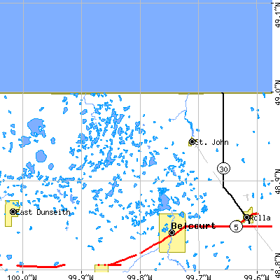 Zip code 58369 close-up map