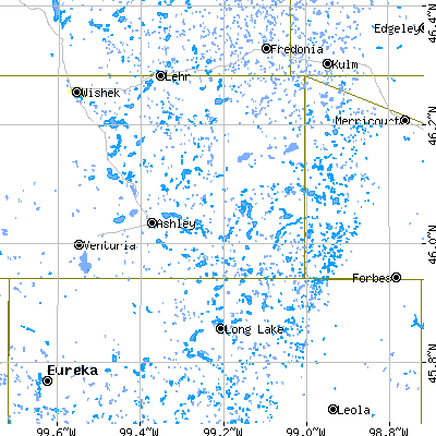 Zip code 58413 close-up map