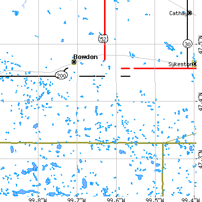 Zip code 58418 close-up map