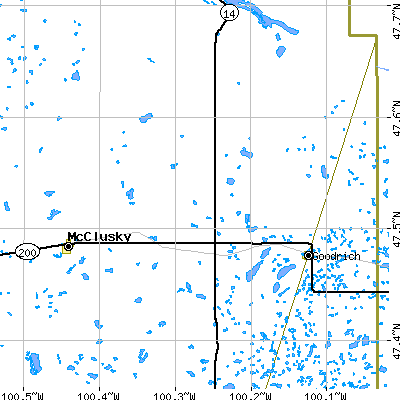 Zip code 58430 close-up map