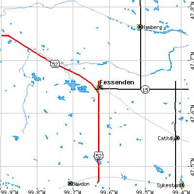 Zip code 58438 close-up map