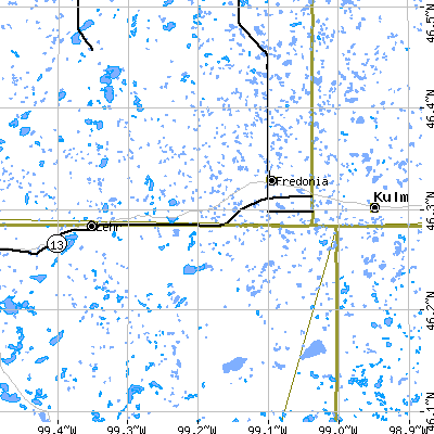 Zip code 58440 close-up map