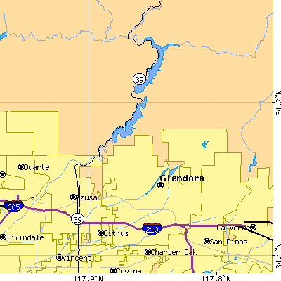 Zip code 91702 close-up map