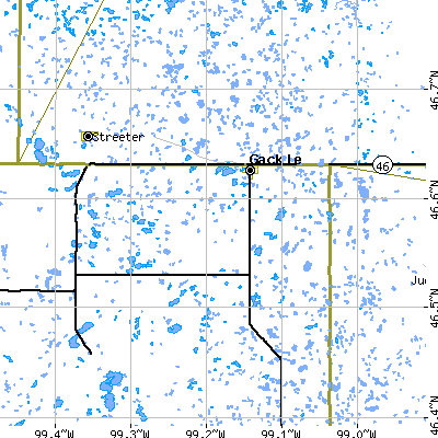 Zip code 58442 close-up map