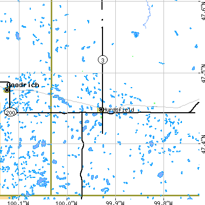 Zip code 58451 close-up map