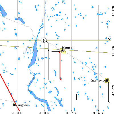 Zip code 58455 close-up map