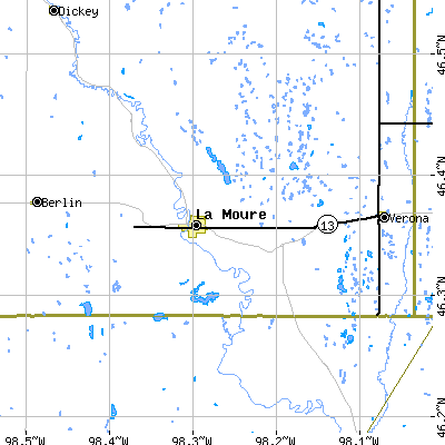 Zip code 58458 close-up map