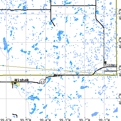 Zip code 58460 close-up map