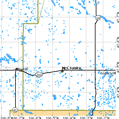 Zip code 58463 close-up map