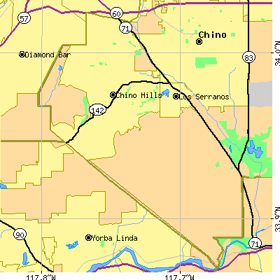 Zip code 91709 close-up map