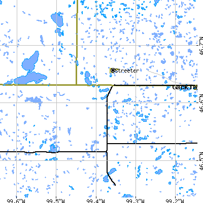 Zip code 58483 close-up map